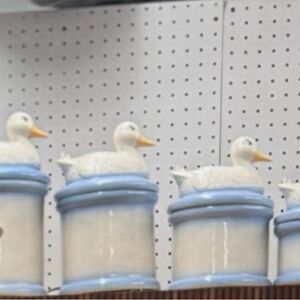 Duck Ceramic Canisters with Blue Accents set of 4